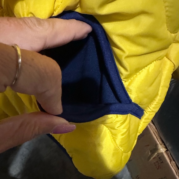 Firefighters Operation Warm Kids Size 18 Yellow/Navy Quilted Fleece Coat w/Hood. - Picture 6 of 9